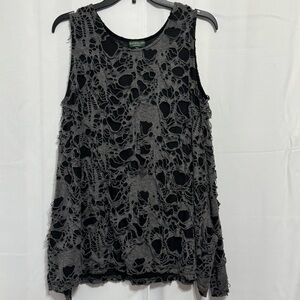 Kathmandu Imports Shredded Distressed Tank Top M/L Grey Black Grunge Goth Alt